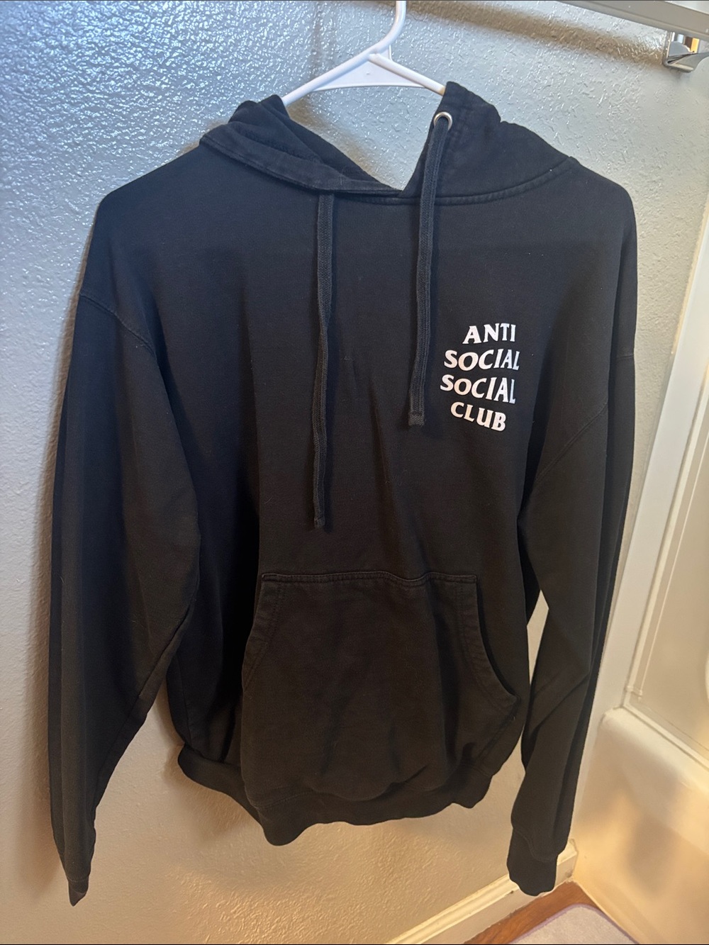Anti Social Social Club Black Crewneck Hoodie with White Logo